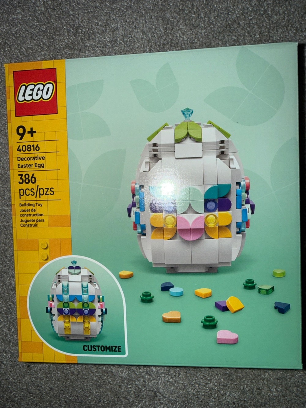 LEGO White Easter Egg with Pastel Pink, Yellow, Blue and Green Accents NEW